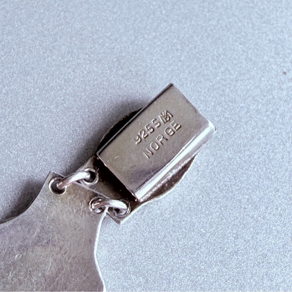 BERNARD MELDAHL ENAMEL GUILLOCHE VINTAGE NORWEGIAN STERLING SILVER BRACE… - Picture 6 of 9